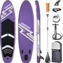 FBSPORT 11' Premium Stand Up Paddle Board, Yoga Board with Durable SUP Accessories & Carry Bag | Wide Stance, Surf Control, Non-Slip Deck, Leash, Paddle and Pump for Youth & Adult (Purple)