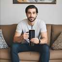 40 oz Tumbler with Handle & Straw Lid  Insulated Stainless Steel Water Bottle, Leakproof Travel Mug  Fits Cup Holder  Hot/Cold Drink Thermos  Ideal Gift for Men & Women (Black)