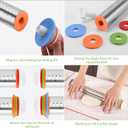 Rolling Pin nonstick and Silicone Baking Pastry Mat combo kit, Adjustable Rolling Pin With Thickness Rings for Baking Fondant, Pizza, Pie, Pastry, Pasta, Dough, Cookies (red)