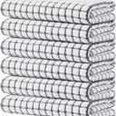 Kitinjoy Cotton 6 Pack Terry Kitchen Towels, 16 x 25 Inches Super Soft and Absorbent Dish Towels, Quick Drying Hand Towels for Kitchen Drying, Grey