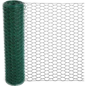 Mklsit Chicken Wire for Floral Arrangements, 15.7 x 157 Inches Green Mesh, 0.6 Inch Hexagonal Galvanized PVC Coated Netting Fence for Crafts, Poultry, Garden