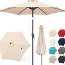 FLAME&SHADE 10ft Patio Umbrella - Outdoor Umbrella with 6 Sturdy Ribs, Push Button Tilt and Crank, UV Protection Table Market Umbrella for Pool, PorchGarden, Deck, Backyard (Beige)