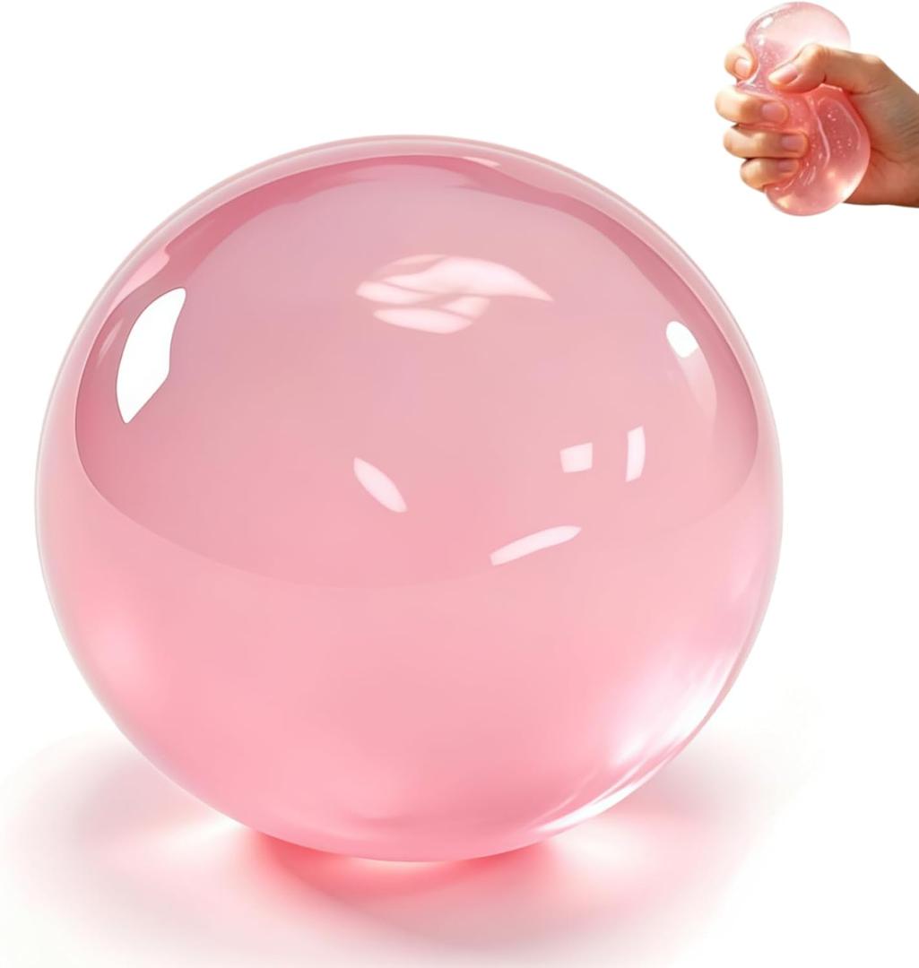 Coconut Oil Squishy Stress Ball, Coconut Oil Ball Formable No-Rebound Coconut Oil Stress Ball, Stress Relief Ball for Adult Calming Desk Decor Anxiety Relief Gifts (Pink Ball)