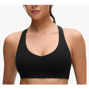 Butterluxe Racerback Sports Bras for Women - V Neck Supportive Padded Wireless Athletic Yoga Crop Top Size Medium