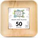 Chic Leaf Palm Leaf Compostable Plates Disposable - 6" Square, 50 Pack - Heavy-Duty Biodegradable, Disposable Party Bamboo Appetizer Plates - Party Serving Supplies