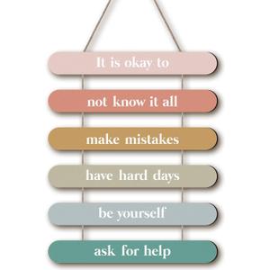 Yousoontic Boho Classroom Decor It Is Okay to Be Yourself Wooden Positive Affirmations Wall Decor Inspirational Hanging Art Mental Health Awareness Decoration for School Classroom Therapy Office