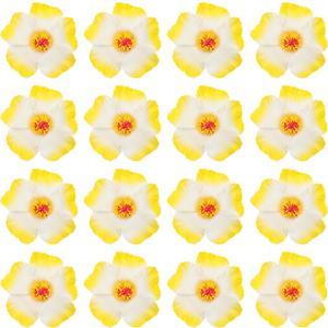 PATIKIL Hawaiian Hibiscus Flowers, 16 Pack Artificial Flowers Hair Clip DIY Foam Hibiscus Flower for Tabletop Decoration Party Favors Supplies, White/Yellow