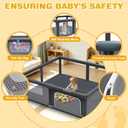 Foldable Playpen for Babies and Toddlers, 71"x79" Portable Play Yard with Mat, Kids Collapsible Play Pen with Sturdy Metal Frame & Mesh Walls, Indoor & Outdoor Baby Fence Play Area