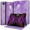 Zonefoker Case for New iPad Pro 12.9 inch 6th/5th/4th/3rd Generation 2022/2021/2020/2018, 12.9'' ipad Pro Leather Folio Protective Cover 6/5/4/3 Gen with Pencil Holder, Auto Wake/Sleep, Marble Purple