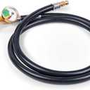 GasSaf 4 FT RV Propane Hose,1/4" Inverted Male Flare RV Gas Hose with Gauge Suitable for Standard 2-Stage Regulator,Gas Grill Camper and Outdoor Cooking