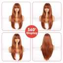 Allbell Ginger Wigs for Women 4x4 Realistic Scalp Free Parting Long Straight layered Wig With Bangs 26 inch Natural Looking Wig Synthetic Heat Resistant Fiber for Daily Party Use