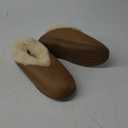 EverFoams Women's Microsuede Cozy Memory Foam Winter Slippers with Fuzzy Faux Fur Collar and Indoor Outdoor Rubber Sole Light Brown 7-8