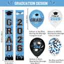 Graduation Decorations Class of 2026 Set - Sky Blue Themed Congrats Grad Banner & Backdrop, Hanging Swirls, Porch Sign, Balloons, Foil Number 2026 for High School & College Celebrations
