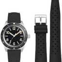 FKM Rubber Watch Bands Tropical Style Quick Release Fluororubber Watch Strap 18mm 20mm 22mm Universal Soft Breathable Durable Sporty FKM Rubber Replacement Band Strap for Men Women (21mm, Black)