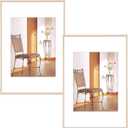 8x12 Picture Frame Set of 2, Brass Brushed Thin Metal Aluminum Photo Frame with HD Glass, Fit 6x8 with Mat or 8 x 12 without Mat, for Table and Wall, 2 Pack