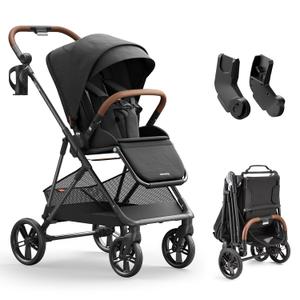 MAMAZING Air Lux Baby Stroller, to my Carbon Fiber Frame Only 15.8lbs, Compact Fold Toddler Stroller with Reversible Seat with Infant Insert, Included UPF 50+ Canopy, Large Storage Basket & Car Seat Adapter, Manufacturing date: July 2025