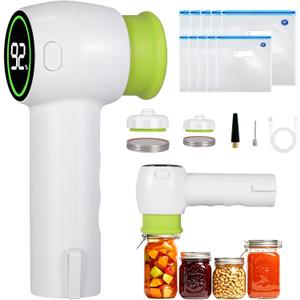cjc 4-in-1 Portable Cordless Food Vacuum Sealer, Handheld Vacuum Sealers Machine,60Kpa Strong Suction,1200 mAh Rechargeable Battery, with 10 Reusable Bags for Meat fruit Storage