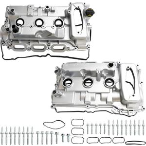 MITZONE Aluminum Valve Cover Set Compatible with 2018 2019 2020 2021 2022 2023 F-150 2021 2022 2023 2024 2025 Ford Bronco 2.7L V6 JT4Z6582A JT4Z6582B