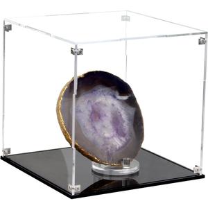 Clear Acrylic Display Case for Collectibles Assemble, Cube Box Dustproof Protection Showcase with Black Base, Alternative Glass Case for Display Figures Toys Home Storage Box, 8x8x8Inch