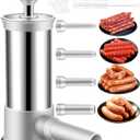 Manual Sausage Stuffer Machine with 4 Stuffing Tubes, 2.2 LBS Vertical Sausage Maker Kit, Food-Grade Stainless Steel Meat Stuffer for Homemade Sausages, Easy to Use, Kitchen Tool for Home Cooking