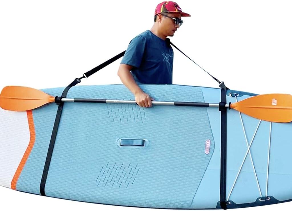 Kolti Paddle Board Carry Strap, Adjustable Heavy-Duty SUP Carrying Support Strap for Surfboard Stand Up Paddleboard Canoe Longboard Carry Belt Paddle Board Accessories (Black)