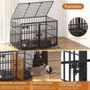 aboxoo 48/42 inch XL Dog Crate for Large Dog/Double Medium Dogs,Heavy Duty Metal Dog Cages,All Metal Open Top,Dog Kennel Indoor with Wheels,Floor Grid, Tray, Divider and Feeding Bowl