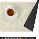 Romanstile Reversible Vinyl Placemats Set of 4, Faux Leather 100% Waterproof Oil-Proof Wipeable Place Mats, Heat Resistant Dual Sided Table Mats for Kitchen/Dining/Party (Grey Beige, 12 x 17 Inch)