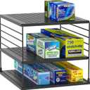 Upgraded Cabinet Organizers and Storage -Divided Compartment Holder for Plastic Bag, Wrap, Foil, Snack and Box for Kitchen and Pantry Organization and Storage, Kitchen Organization (Black)