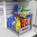 REALINN Under Sink Organizer, Pull Out Cabinet Organizer 2 Tier Slide Out Sink Shelf Cabinet Storage Shelves, Storage for Kitchen Bathroom, Grey, 1 Pack