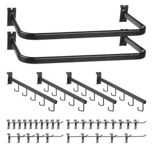Kigley 36 Pcs Gridwall Hooks Accessories Set Includes 2 Pcs U Shaped Hangrail 4 Waterfall Hangers 30 Heavy Duty Wire Grid Hook Accessory for Retail Craft Show Clothes Display Home Storage