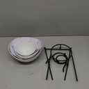 YHOSSEUN 3 Tier Serving Stand with 3 Oval Porcelain Serving Bowl Set with Collapsible Thicker Sturdier Metal Rack (Black)