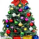 Mini Christmas Tree Small Christmas Tree with LED Lights Ornaments Tabletop Artificial Christmas Decorations Indoor Christmas Decor 24"/60cm 2025 New (Dark Green)