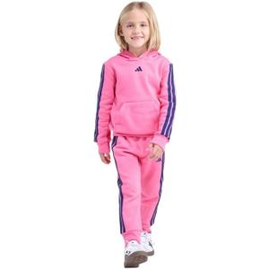 adidas Youth Kids’ 2-Piece Tracksuit Outfit Set – Fleece Hoodie & Jogger Sweatpants, Midweight Activewear Outfit (Pink, Size 5)