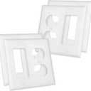 4 Pack Combination Duplex Outlet Cover/Decorator Light Switch, Standard Size 2-Gang 4.57" X 4.57", Unbreakable And High Temperature Resistant Wall Plate Covers, White