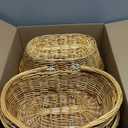 Sintuff 6 Pcs Wicker Picnic Basket with Handle Garden Harvest Empty Easter Eggs and Candy Basket Oval Willow Woven Storage for Organizing, Fruit Egg Storage Gathering Wedding Gifts (Natural)