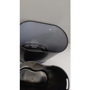 Anzoymx Stainless Steel Bathroom Trash Cans 1.8 Gallons Small Garbage Can with Pop up Lid, Metal Narrow Wastebasket, Slim Waterproof Litter Trash Bins Set for Bedroom, Toilet, Office (Black)