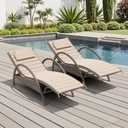 Crestlive Products Chaise Lounge Cushion Outdoor Set of 2, Foldable Waterproof Pool Lounge Chair Cushions with Straps, Lounger Cushions for Outdoor Furniture, 80''Lx26''W (Beige)