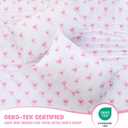 MICORAL Kids Full Sheet Set Pink Bow, 4 Pieces Sheets for Boys & Girls, Soft Printed Microfiber Bed Sheets, Deep Pocket Cozy Toddler Bedding Set, Pink Bow