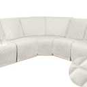 HDCAXKJ 100% Waterproof Velvet Recliner Sectional Couch Covers L Shaped Corner Reclining Sofa Cover Washable Thick Non Slip Sectional Slipcover with Pockets (5 Seat Recliner Couch, Cream)