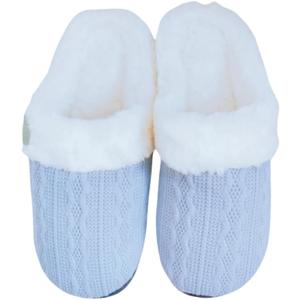 Women's home slippers Unisex home slippers Daily warm memory cotton flat bottom anti slip plush lining slippers (5.5-6 Women/6.5-7 Men, Azure)