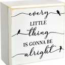 Pigort Every Little Thing is Gonna Be Alright Birds Wooden Box Sign Farmhouse Wood Box Sign Spring Art Blocks Desk Shelf Tabletop Home Decor 4 X 4 Inch (ALRIGHT)