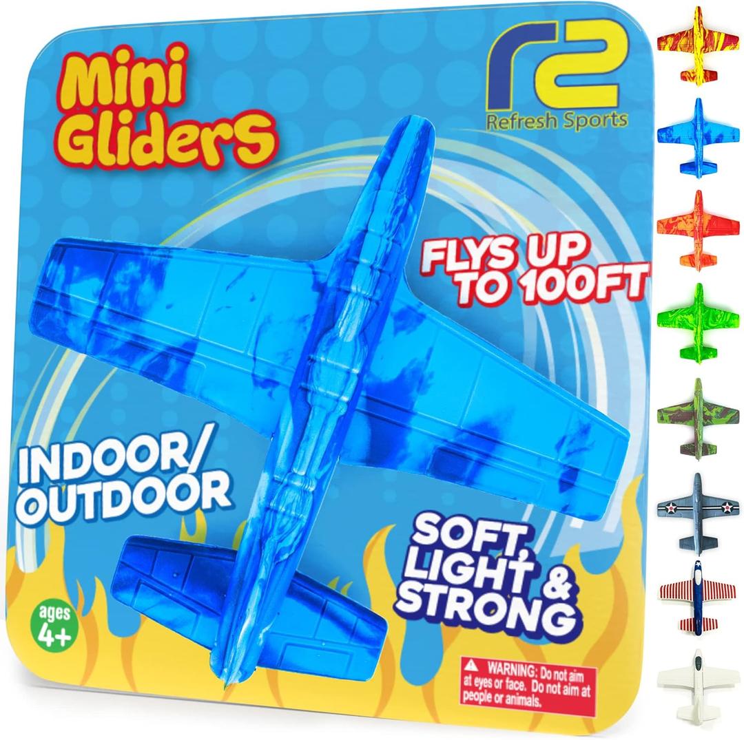 Airplane Toy Foam Airplanes for Kids - Best Stocking Stuffers for Boys & Girls - Easy Throwing Air Planes - Gift Idea Toy Games - Styrofoam Plane Glider - Great Gifts for Ages 4 5 6 7 8 9+ Year Old (Blue)