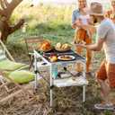 Titanker Folding Camping Table 3ft, Large Camp Table Portable with Extra Side Racks & Storage Net, Folding Picnic Table, Outdoor Patio Table, RV/Car Camping Essentials, Aluminum, Silver, L