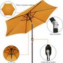 7.5 ft Patio Umbrella, Yard Umbrella, Outdoor Market Umbrella with Push Button Tilt Crank, Golden Yellow