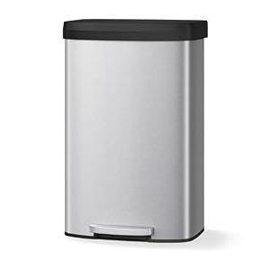 Garvee 21 gal / 80 L Stainless Steel Trash Can with Lid, Large Garbage Can for Kitchen, Rustproof Step-on Kitchen Metal Trash Bin with Liner Rim, Rear Handle, Soft Close Plastic Lid