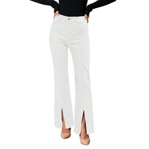 GRAPENT Womens Flare Jeans High Waisted Wide Leg Baggy Jean for Women Split Hem Stretch Denim Pants, Size 8 