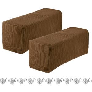 uxcell 2pcs Stretch Armrest Covers for Chairs/Sofas, Couch Arm Covers with Twist Pin, Furniture Protector Slipcovers Coffee