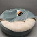 Best Friends by Sheri Cozy Cuddler Ilan Covered Cat and Dog Bed with Attached Blanket, Tide Pool Blue, 24"x24"