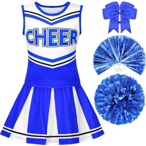 Cheerleader Costume for Girls Cheerleading Outfit Cheer Leader Dress for Halloween Party (5/120, Blue)