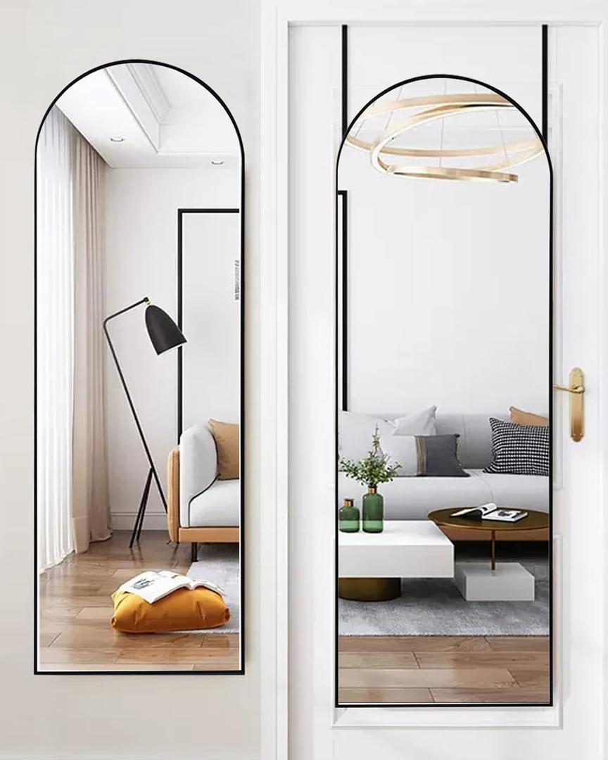50"x16" Black Modern Full Length Mirror - Door Hanging Mirror for Bathroom, Bedroom, Living Room & Locker Room
